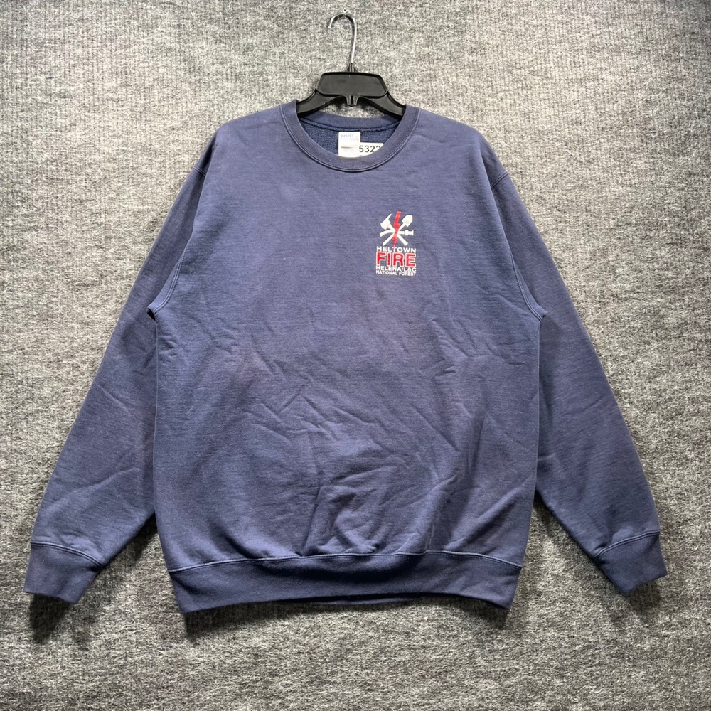 Port & Company Heltown Fire Montana National Forest Crewneck Sweatshirt Navy L